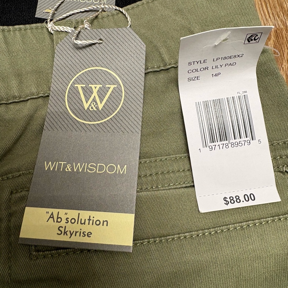 Wit & Wisdom Olive Button-Front Wide Leg Pants - Picture 6 of 8